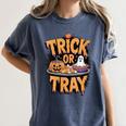 Trick Or Tray Halloween Cafeteria Teacher School Women's Comfort Colors T-Shirt Denim