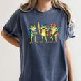 Trio Cute Frogs Welcome Back To School Teachers Girls Boys Women's Comfort Colors T-Shirt Denim