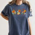 Turkey Reading Books Fall Thanksgiving Teacher Book Lovers Women's Comfort Colors T-Shirt Denim