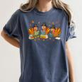 Turkey Reading Books Fall Thanksgiving Teacher Student Women's Comfort Colors T-Shirt Denim Turkey Reading Books Fall Thanksgiving Teacher Student Women's Comfort Colors T-Shirt Denim