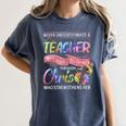 Never Underestimate A Teacher Does All Things Through Christ For Men Women Women's Comfort Colors T-Shirt Denim Never Underestimate A Teacher Does All Things Through Christ For Men Women Women's Comfort Colors T-Shirt Denim