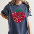 Valentines Day Teacher Hearts Apple Love Teach Women Men Women's Comfort Colors T-Shirt Denim