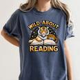 Wild About Reading Tiger For Teachers & Students Women's Comfort Colors T-Shirt Denim Wild About Reading Tiger For Teachers & Students Women's Comfort Colors T-Shirt Denim