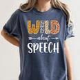 Wild About Speech SLP Leopard Teacher Back To School Kids Women's Comfort Colors T-Shirt Denim