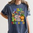 Wild About Teaching Safari Jungle School Teacher Women's Comfort Colors T-Shirt Denim