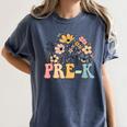 Wildflower Pre-K Preschool Team Floral Teacher Girls Women's Comfort Colors T-Shirt Denim