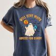 Will Give Math Advice For Candy Math Ghost Teacher Halloween Women's Comfort Colors T-Shirt Denim Will Give Math Advice For Candy Math Ghost Teacher Halloween Women's Comfort Colors T-Shirt Denim