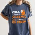 Will Trade Students For Candy Halloween Costume Teacher Women's Comfort Colors T-Shirt Denim