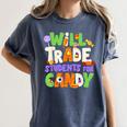 Will Trade Students For Candy Teacher Cute Halloween Costume Women's Comfort Colors T-Shirt Denim Will Trade Students For Candy Teacher Cute Halloween Costume Women's Comfort Colors T-Shirt Denim