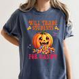 Will Trade Students For Candy Teacher Cute Halloween Pumpkin Women's Comfort Colors T-Shirt Denim Will Trade Students For Candy Teacher Cute Halloween Pumpkin Women's Comfort Colors T-Shirt Denim