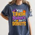 Will Trade Students For Donuts Halloween Teacher Women's Comfort Colors T-Shirt Denim
