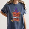 Witchy Halloween Hocus Pocus Everybody Focus Teacher Pumpkin Women's Comfort Colors T-Shirt Denim