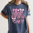Women Teacher In Progress Coquette Pink Bow Future Teacher Women's Comfort Colors T-Shirt Denim Women Teacher In Progress Coquette Pink Bow Future Teacher Women's Comfort Colors T-Shirt Denim