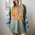 Fall In Love With Music Groovy Thanksgiving Music Teacher Men Women Girls Kids Women's Comfort Colors T-Shirt Berry