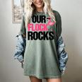 Our Flock Rocks Flamingo Mother's Day Teacher Women's Comfort Colors T-Shirt Berry Our Flock Rocks Flamingo Mother's Day Teacher Women's Comfort Colors T-Shirt Berry