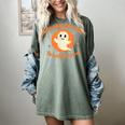 Halloween Teacher Crew Spooky Season Retro Ghost Women's Comfort Colors T-Shirt Berry