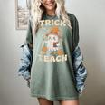 Halloween Teacher Shirts Women School Trick Or Teach Groovy Women's Comfort Colors T-Shirt Berry Halloween Teacher Shirts Women School Trick Or Teach Groovy Women's Comfort Colors T-Shirt Berry