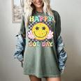 Happy Dot Day Hippie Flowers Smile Face Groovy Teacher Kids Women's Comfort Colors T-Shirt Berry