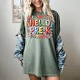 Hello Pre-K Back To School Teacher Student Fun Graphic Tee Women's Comfort Colors T-Shirt Berry