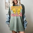 Interventionist Teacher Groovy Coquette Bow Back To School Women's Comfort Colors T-Shirt Berry