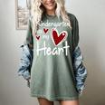 Kindergarten Has My Heart Buffalo Print Teacher Valentine Women's Comfort Colors T-Shirt Berry