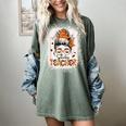 Messy Bun Spooky Teacher Bleached Halloween Teachers Women's Comfort Colors T-Shirt Berry Messy Bun Spooky Teacher Bleached Halloween Teachers Women's Comfort Colors T-Shirt Berry