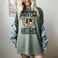 Newtons First Law Physics Jokes Science Teacher Women's Comfort Colors T-Shirt Berry