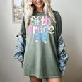 Preppy Fifth Grade Teacher Blue Floral Coquette Pencil Bow Women's Comfort Colors T-Shirt Berry