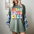 Soul Bleach Teacher Staff First Day Of School Last Hugs & High Fives Lunch Lady Vibes Blue Classic Fit Women's Comfort Colors T-Shirt Berry Soul Bleach Teacher Staff First Day Of School Last Hugs & High Fives Lunch Lady Vibes Blue Classic Fit Women's Comfort Colors T-Shirt Berry