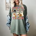 Teacher Halloween Trick Or Teach Cute Ghost Coffee Pumpkins Women's Comfort Colors T-Shirt Berry