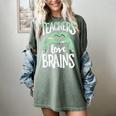 Teachers Love Brains Halloween Costume Trick Treat Zombie Women's Comfort Colors T-Shirt Berry