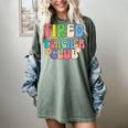 Tired Teachers Club Groovy Teachers Back To School Women's Comfort Colors T-Shirt Berry