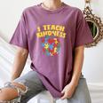 Autism Teacher Shirt I Teach Kindness Apple Puzzle Awareness Women's Comfort Colors T-Shirt Moss