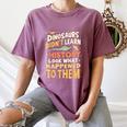 Back To School Dinosaur Social Studies Teacher Student Women's Comfort Colors T-Shirt Moss