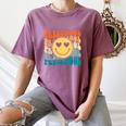 Back To School Groovy Smile Preschool Teachers Students Kids Women's Comfort Colors T-Shirt Moss