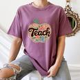 Cute Teacher With Apple Retro Teacher Kids Back To School Women's Comfort Colors T-Shirt Moss Cute Teacher With Apple Retro Teacher Kids Back To School Women's Comfort Colors T-Shirt Moss