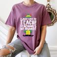 Duble2t I Just Like To Teach Teachings My Favorite Elf Teacher -Adults & -Kids Red Short Sleeve Women's Comfort Colors T-Shirt Moss