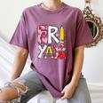 Happy Fri-Yay Teacher Back To School Friday Lovers Women's Comfort Colors T-Shirt Moss Happy Fri-Yay Teacher Back To School Friday Lovers Women's Comfort Colors T-Shirt Moss