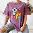 P Is For Pre-K Teacher Pencil Apple Back To School Women's Comfort Colors T-Shirt Moss