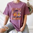 Retro Fall In Love With Learning Autumn Pumpkin Teacher Kids Women's Comfort Colors T-Shirt Moss Retro Fall In Love With Learning Autumn Pumpkin Teacher Kids Women's Comfort Colors T-Shirt Moss