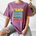 I Teach Second Grade Superheroes Teacher Superhero Women's Comfort Colors T-Shirt Moss
