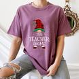 Teacher Gnome Xmas Family Matching Plaid Christmas Gnomes Women's Comfort Colors T-Shirt Moss