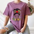 Teacher Life Messy Bun Glasses Leopard Sunflower Women's Comfort Colors T-Shirt Moss Teacher Life Messy Bun Glasses Leopard Sunflower Women's Comfort Colors T-Shirt Moss