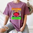 Teacher Teachers Love Brains Skeleton Hand Heart Halloween Women's Comfort Colors T-Shirt Moss