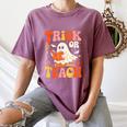 Trick Or Teach Halloween Shirt For Teacher Kids Floral Ghost Women's Comfort Colors T-Shirt Moss