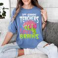 3rd Grade Teachers Love Brains Zombie Teacher Halloween Women's Comfort Colors T-Shirt Blue Jean