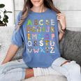 ABC Animals Alphabet Graphic Boys Girls Kindergarten Teacher Women's Comfort Colors T-Shirt Blue Jean