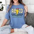 ABCD Highway To Spell Pencil Teacher & Student Font Me Women's Comfort Colors T-Shirt Blue Jean