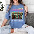 Back To School Retro Teaching Is My Jam 80s Teacher Boombox Women's Comfort Colors T-Shirt Blue Jean
