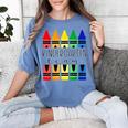 Colorful Crayon Kindergarten Team Tee For Teachers Students Men Women Kids Women's Comfort Colors T-Shirt Blue Jean